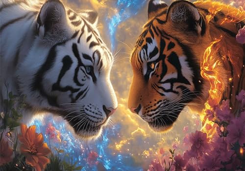 Puzzle 150 Teile Tiger Puzzle ab 2 3 4 5 6 Jahre Kinder DIY Klassische Jigsaw Erwachsene Tier Geschicklichkeitsspiel für Die Ganze Familie, Wooden Lernspiel kinderPuzzle, Wohnkultur Geschenke U-702 von Jiacgrtef