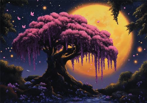 Puzzle 1500 Teile Baum Puzzle Mond Jigsaw Groß XXL 87x57cm DIY Impossible Erwachsene Anspruchsvoll Jigsaw Art, Quality Klassische HolzPuzzle für Wand Zimmer Deko Wohnzimmer Geschenke für Frauen U-402 von Jiacgrtef