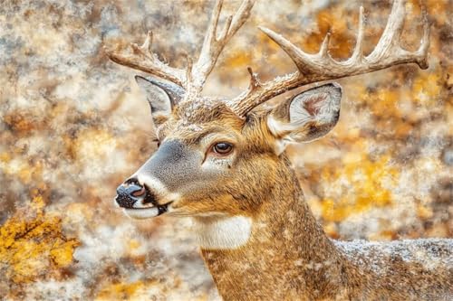 Puzzle 1500 Teile Winter Puzzle REH Klassische Jigsaw Erwachsene Anspruchsvoll, Holzpuzzle Erwachsene Groß Impossible Jigsaw Bastelset ab 14 Jahre für Jungen Mädchen für Wohnkultur Geschenke L-7 von Jiacgrtef