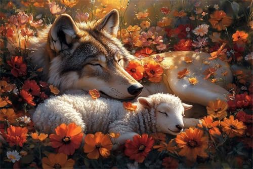 Puzzle 1500 Teile Wolf Puzzle Schaf Klassische Jigsaw Erwachsene Anspruchsvoll, Holzpuzzle Erwachsene Groß Impossible Jigsaw Bastelset ab 14 Jahre für Jungen Mädchen für Wohnkultur Geschenke S-8 von Jiacgrtef