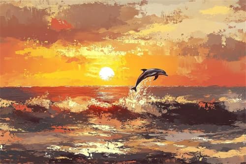 Puzzle 2000 Teile Delphin Puzzle Sonnenuntergang Klassische Jigsaw Erwachsene Anspruchsvoll, Holzpuzzle Erwachsene, Groß Impossible Jigsaw Bastelset ab 14 Jahre für Jungen Wohnkultur Geschenke W-3 von Jiacgrtef