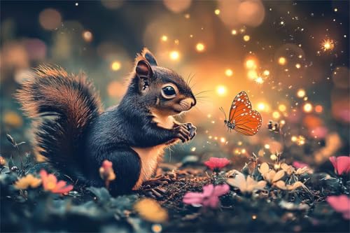 Puzzle 2000 Teile Eichhörnchen Puzzle Schmetterling Holzpuzzle Erwachsene Klassische Jigsaw Erwachsene, Challenging Game Wooden Jigsaw Bastelset ab 14 Jahre für Jungen Wohnkultur Geschenke M-3 von Jiacgrtef