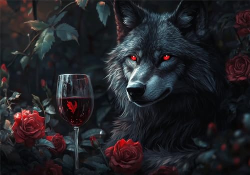 Puzzle 2000 Teile Wolf Puzzle Blume Jigsaw Groß XXL 100x70cm DIY Impossible Erwachsene Anspruchsvoll Jigsaw Art, Klassische HolzPuzzle für Wand Zimmer Deko Wohnzimmer Geschenke für Frauen U-619 von Jiacgrtef