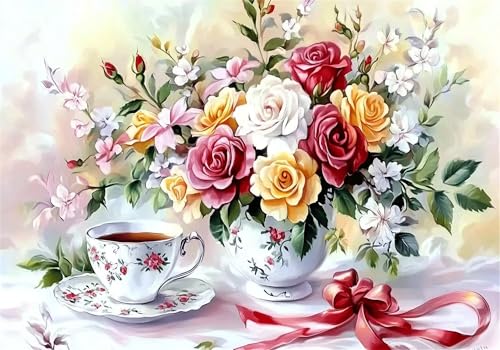 Puzzle 3000 Teile Blume Puzzle Erwachsene Tasse Klassische HolzPuzzle Erwachsene, DIY Groß Challenging Game Wooden Jigsaw Bastelset ab 14 Jahre für Jungen Mädchen, für Wohnkultur Geschenke U-519 von Jiacgrtef
