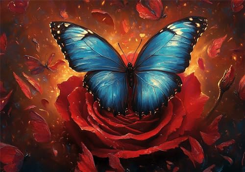 Puzzle 3000 Teile Schmetterling Puzzle Erwachsene Rose Klassische HolzPuzzle Erwachsene, Groß Challenging Game Wooden Jigsaw Bastelset ab 14 Jahre für Jungen Mädchen, für Wohnkultur Geschenke U-487 von Jiacgrtef