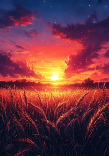 Puzzle 3000 Teile Sonnenuntergang Puzzle Erwachsene Weizenähren Klassische HolzPuzzle Erwachsene, DIY Groß Challenging Game Wooden Jigsaw Bastelset ab 14 Jahre für Jungen,Wohnkultur Geschenke U-1089 von Jiacgrtef