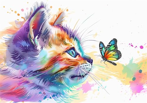 Puzzle 500 Teile Katze Puzzle Erwachsene Schmetterling Klassische HolzPuzzle Erwachsene, Groß Challenging Game Wooden Jigsaw Bastelset ab 14 Jahre für Jungen Mädchen, für Wohnkultur Geschenke U-784 von Jiacgrtef