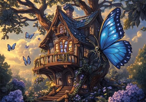 Puzzle 500 Teile Traum Puzzle Erwachsene Schmetterling Klassische HolzPuzzle Erwachsene, Groß Challenging Game Wooden Jigsaw Bastelset ab 14 Jahre für Jungen Mädchen, für Wohnkultur Geschenke U-263 von Jiacgrtef