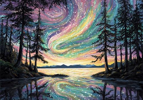 Puzzle 5000 Teile Aurora Puzzle Erwachsene Baum Jigsaw Groß XXL 156x105cm DIY Impossible Erwachsene Anspruchsvoll Jigsaw Art, Klassische HolzPuzzle für Wand Zimmer Deko Wohnzimmer Geschenke U-210 von Jiacgrtef
