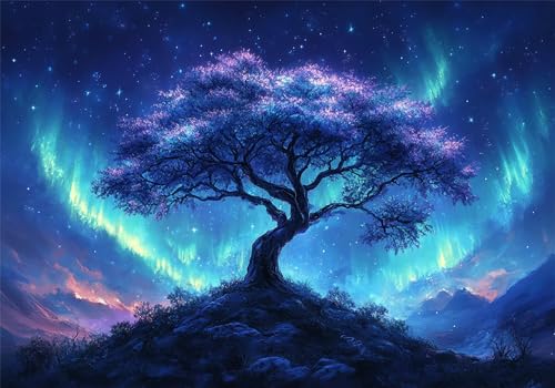 Puzzle 5000 Teile Baum Puzzle Erwachsene Aurora Jigsaw Groß XXL 156x105cm DIY Impossible Erwachsene Anspruchsvoll Jigsaw Art, Klassische HolzPuzzle für Wand Zimmer Deko Wohnzimmer Geschenke U-462 von Jiacgrtef