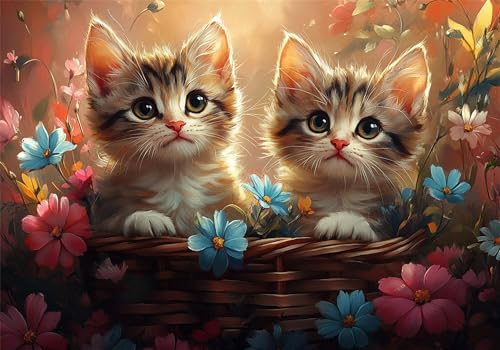 Puzzle 5000 Teile Blume Puzzle Erwachsene Katze Jigsaw Groß XXL 156x105cm DIY Impossible Erwachsene Anspruchsvoll Jigsaw Art, Klassische HolzPuzzle für Wand Zimmer Deko Wohnzimmer Geschenke U-498 von Jiacgrtef