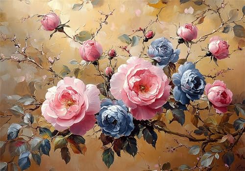 Puzzle 5000 Teile Blume Puzzle Erwachsene Retro Jigsaw Groß XXL 156x105cm DIY Impossible Erwachsene Anspruchsvoll Jigsaw Art, Klassische HolzPuzzle für Wand Zimmer Deko Wohnzimmer Geschenke U-200 von Jiacgrtef