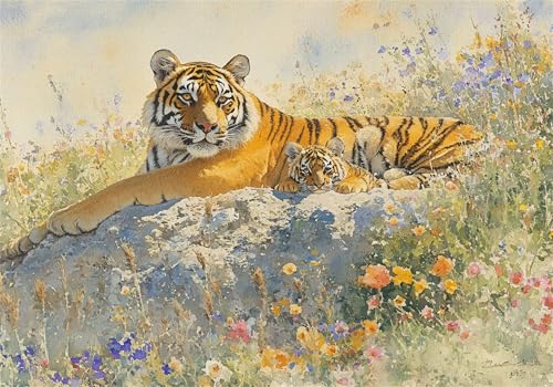 Puzzle 5000 Teile Blume Puzzle Erwachsene Tiger Jigsaw Groß XXL 156x105cm DIY Impossible Erwachsene Anspruchsvoll Jigsaw Art, Klassische HolzPuzzle für Wand Zimmer Deko Wohnzimmer Geschenke U-46 von Jiacgrtef