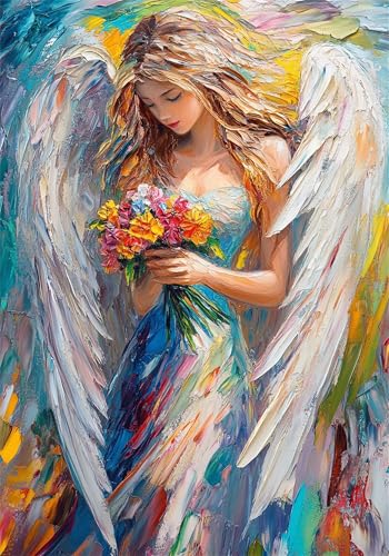 Puzzle 5000 Teile Engel Puzzle Erwachsene Blume Jigsaw Groß XXL 156x105cm DIY Impossible Erwachsene Anspruchsvoll Jigsaw, Klassische HolzPuzzle für Zimmer Deko Wohnzimmer Geschenke für Frauen U-1000 von Jiacgrtef