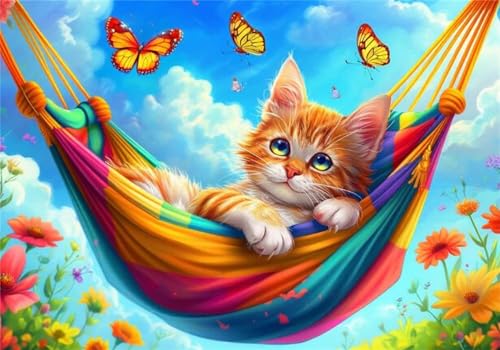 Puzzle 5000 Teile Katze Puzzle Erwachsene Schmetterling Jigsaw Groß XXL 156x105cm DIY Impossible Erwachsene Anspruchsvoll Jigsaw Art, Klassische HolzPuzzle für Zimmer Deko Wohnzimmer Geschenke U-30 von Jiacgrtef