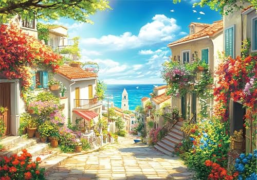 Puzzle 5000 Teile Kleine Stadt Puzzle Erwachsene Landschaft Jigsaw Groß XXL 156x105cm DIY Impossible Erwachsene Anspruchsvoll Jigsaw, Klassische HolzPuzzle für Zimmer Deko Wohnzimmer Geschenke U-219 von Jiacgrtef