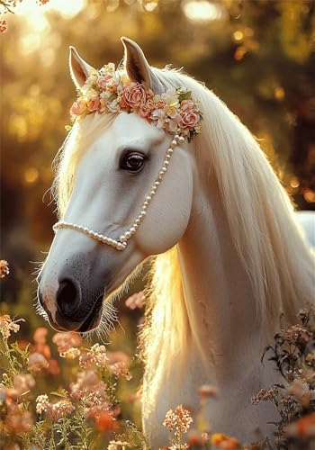 Puzzle 5000 Teile Pferd Puzzle Erwachsene Blume Jigsaw Groß XXL 156x105cm DIY Impossible Erwachsene Anspruchsvoll Jigsaw Art, Klassische HolzPuzzle für Wand Zimmer Deko Wohnzimmer Geschenke U-968 von Jiacgrtef