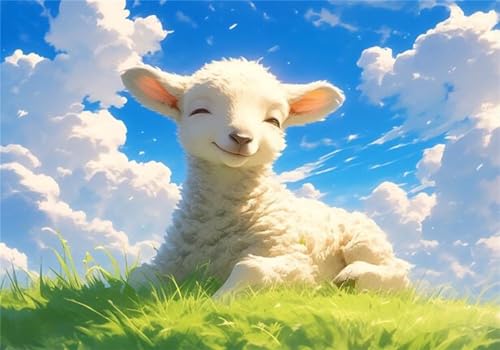 Puzzle 5000 Teile Schaf Puzzle Erwachsene Tier Jigsaw Groß XXL 156x105cm DIY Impossible Erwachsene Anspruchsvoll Jigsaw Art, Klassische HolzPuzzle für Wand Zimmer Deko Wohnzimmer Geschenke U-32 von Jiacgrtef