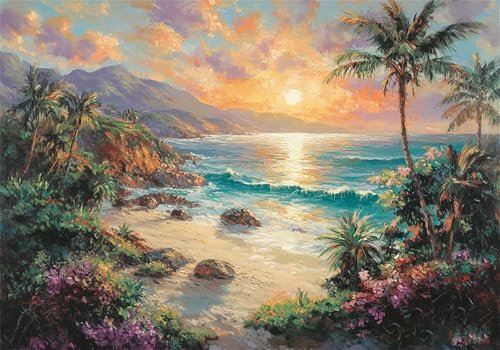 Puzzle 5000 Teile Strand Puzzle Erwachsene Landschaft Jigsaw Groß XXL 156x105cm DIY Impossible Erwachsene Anspruchsvoll Jigsaw Art, Klassische HolzPuzzle für Zimmer Deko Wohnzimmer für Frauen U-224 von Jiacgrtef