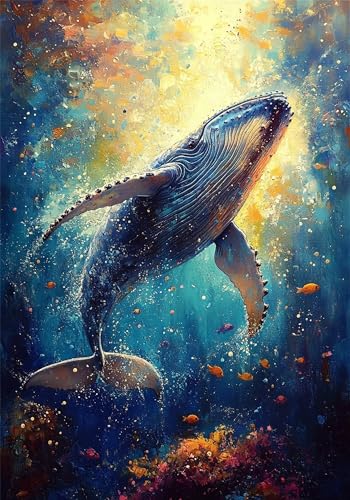 Puzzle 5000 Teile Tier Puzzle Erwachsene Wal Jigsaw Groß XXL 156x105cm DIY Impossible Erwachsene Anspruchsvoll Jigsaw Art, Klassische HolzPuzzle für Wand Zimmer Deko Wohnzimmer Geschenke U-1014 von Jiacgrtef
