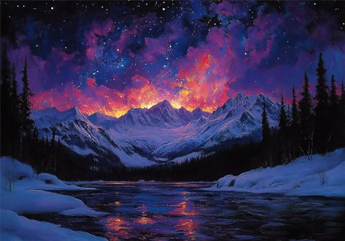 Puzzle 5000 Teile Winter Puzzle Erwachsene Landschaft Jigsaw Groß XXL 156x105cm DIY Impossible Erwachsene Anspruchsvoll Jigsaw Art, Klassische HolzPuzzle für Zimmer Deko Wohnzimmer für Frauen U-181 von Jiacgrtef
