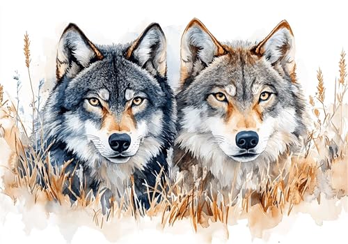 Puzzle 5000 Teile Wolf Puzzle Erwachsene Retro Jigsaw Groß XXL 156x105cm DIY Impossible Erwachsene Anspruchsvoll Jigsaw Art, Klassische HolzPuzzle für Wand Zimmer Deko Wohnzimmer Geschenke U-300 von Jiacgrtef