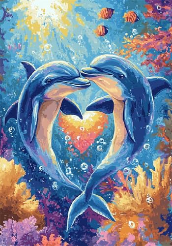 Puzzle 6000 Teile Delphin Puzzle Paar Klassische Impossible Jigsaw, Groß Anspruchsvoll HolzPuzzle Erwachsene, Puzzlespiele für Die Ganze Familie Jigsaw Für Erwachsene und Kinder Ab 14 Jahren U-896 von Jiacgrtef