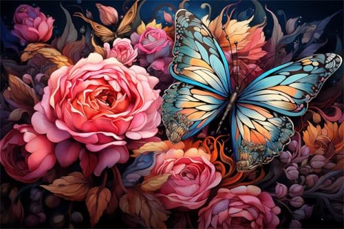 Puzzle Schmetterling Puzzle 100 Teile Blume Holzpuzzle Erwachsene, Premium Quality Klassische Wooden Lernspiel, Kreative Unterhaltung Jigsaw ab 2 3 4 5 6 Jahre Jungen, Ideal Als Wandbild Geschenk A-7 von Jiacgrtef