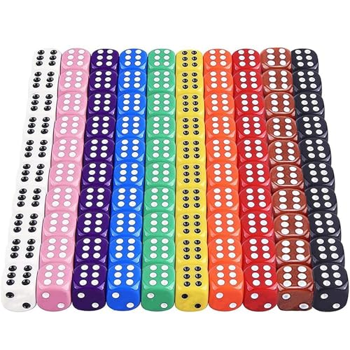 Jiahuade Würfel Bunt Set,100pcs Bunte Würfel,12mm Würfel Set Farben,Spielwürfel Bunt,Sechsseitige Würfel Set,Augenwürfel,6 Seitige Würfel von Jiahuade