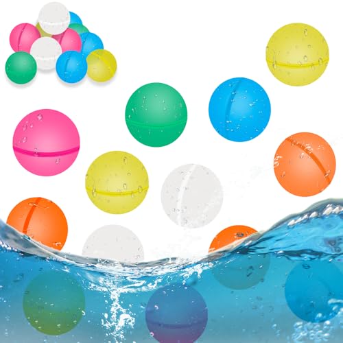 24PCS Wasserbomben Selbstschließend,Wasser Luftballons,Wiederverwendbare Wasserballons,Wiederverwendbare Wasserbomben,Wasserspielzeug Pool Spielzeug Strandspielzeug Bunt Gemischt Wasserball (B) von Jiahuade