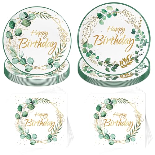 Eukalyptus Grün Partygeschirr Set,40 Stück Eukalyptusblatt Partyteller,Geburtstagsdeko Partygeschirr Set,Green Gold Baby Shower Pappteller,Geburtstag und Kindergeburtstag Geschirr Eukalyptus Grün Partygeschirr Set,40 Stück Eukalyptusblatt Partyteller,Geburtstagsdeko Partygeschirr Set,Green Gold Baby Shower Pappteller,Geburtstag und Kindergeburtstag Geschirr von Jiahuade