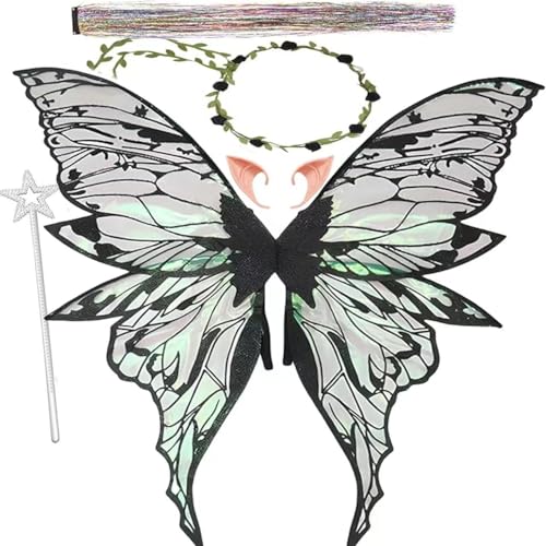 Feenflügel Kostüm,Schmetterlingsflügel mit Elfenöhren,Prinzessinnenflügel,Schmetterlingsflügel Kostüm,Fee Stirnband und Sterne Feenstäbe,Elfenöhren,für Karneval Halloween Kostüm Geburtstag Cosplay Feenflügel Kostüm,Schmetterlingsflügel mit Elfenöhren,Prinzessinnenflügel,Schmetterlingsflügel Kostüm,Fee Stirnband und Sterne Feenstäbe,Elfenöhren,für Karneval Halloween Kostüm Geburtstag Cosplay von Jiahuade
