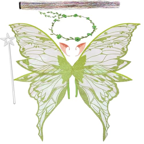 Feenflügel Kostüm,Schmetterlingsflügel mit Elfenöhren,Prinzessinnenflügel,Schmetterlingsflügel Kostüm,Fee Stirnband und Sterne Feenstäbe,Elfenöhren,für Karneval Halloween Kostüm Geburtstag Cosplay Feenflügel Kostüm,Schmetterlingsflügel mit Elfenöhren,Prinzessinnenflügel,Schmetterlingsflügel Kostüm,Fee Stirnband und Sterne Feenstäbe,Elfenöhren,für Karneval Halloween Kostüm Geburtstag Cosplay von Jiahuade