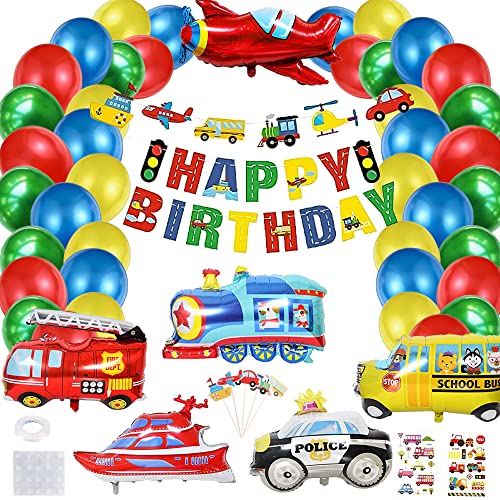 Geburtstagsdeko Kindergeburtstag Deko,Flugzeug Luftballons,Auto Geburtstag Deko,Happy Birthday Luftballons,Tagsdeko Junge Auto,Kindergeburtstag Deko Auto von Jiahuade