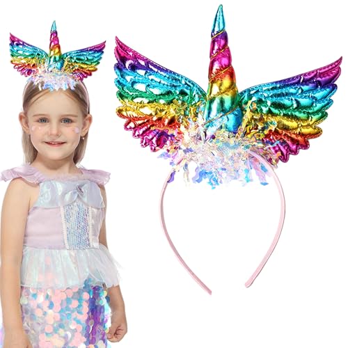 Jiahuade Einhorn Stirnband,Einhorn Haarreif Kinder,Kindergeburtstag Haarreif,Head Accessoires Party Dekoration,Haarschmuck für Ostern Geburtstag Party Karneval von Jiahuade