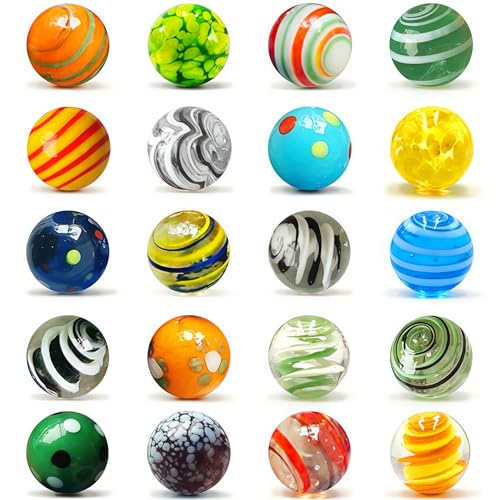 Jiahuade Kleine Glasmurmeln,Glas Murmeln Kinder Murmelspiel,16mm Bunte Murmeln,Deko Glas Spielzeug,Transparent Handgefertigte Glasmurmeln,Glasmurmeln Bunt für Murmelspiel Kinder Haus Dekoration von Jiahuade