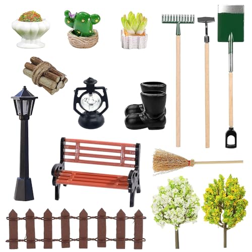 Miniatur Garten Zubehör,16 Pcs Miniatur Gartengeräte,Mini Garten Dekoration Set,Miniatur Garten Deko Puppenhaus Zubehör,Straßenlaterne Garten,Gartenbank Miniatur Garten Zubehör,16 Pcs Miniatur Gartengeräte,Mini Garten Dekoration Set,Miniatur Garten Deko Puppenhaus Zubehör,Straßenlaterne Garten,Gartenbank von Jiahuade