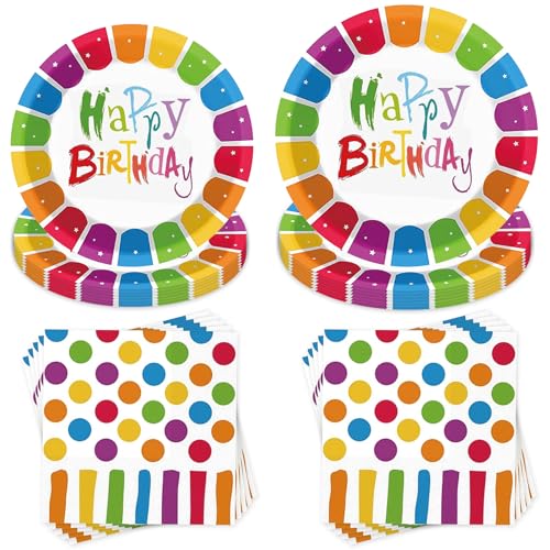 Regenbogen Partygeschirr Set,40 Stück Bunt Partygeschirr Kindergeburtstag,Thema Geburtstag Party,mit Pappteller Servietten,für 10 Gäste Regenbogen Partygeschirr Set,40 Stück Bunt Partygeschirr Kindergeburtstag,Thema Geburtstag Party,mit Pappteller Servietten,für 10 Gäste von Jiahuade