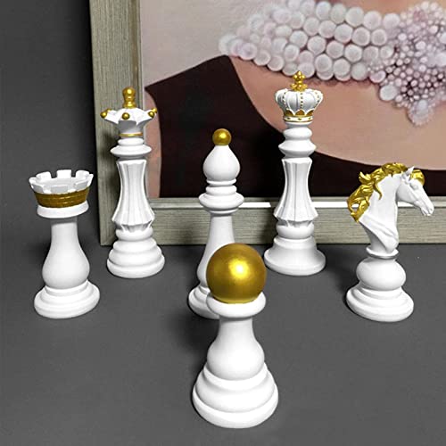 Office Checkers Game Resin Figur, Traditionelle Spiele Backgammon König Schachfigur Ornament Desktop Studie Wohnkultur Neuartiges Geschenk für Schachliebhaber 6 Stile (weiß, King) von Jiakalamo
