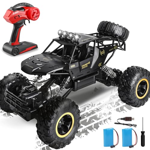 Jiakora 1:12 Großes Ferngesteuertes Auto, 2,4 GHz RC Car Offroad Spielzeugauto, 4WD Buggy, Alloy Monster Truck mit LED Licht, 2 Batterien, RC Autos Spielzeug Geschenke für Jungen und Kinder ab 6 Jahre von Jiakora
