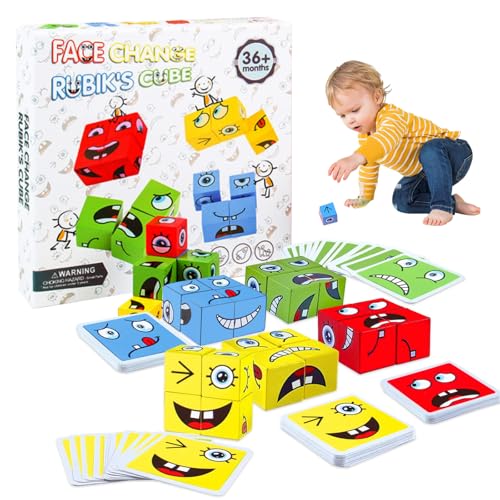 face Changing Magic Cube, Montessori Puzzle Bausteine Holz Spiel, Geschichtenwürfel,3D Puzzle Face-Changing Magic Cube Set für Jungen und Mädchen für 3 4 5 6 7 Kinder Gift face Changing Magic Cube, Montessori Puzzle Bausteine Holz Spiel, Geschichtenwürfel,3D Puzzle Face-Changing Magic Cube Set für Jungen und Mädchen für 3 4 5 6 7 Kinder Gift von Jialuodeng