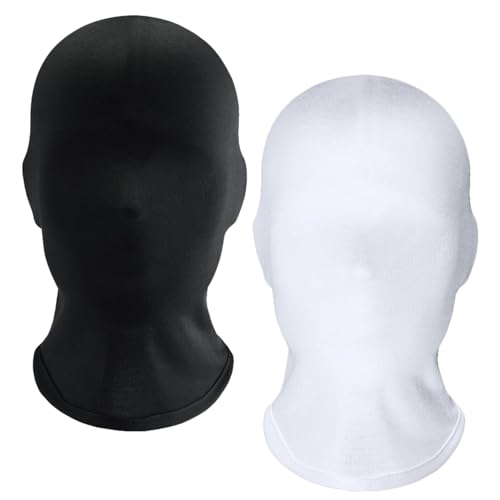 2 Stück Unisex Weiß Schwarz Vollgesichtsmaske Elastische Halloween Gesichtslose Maske Erwachsene Atmungsaktive Vollkopfabdeckung Spandex Masken Morph Maske für Halloween Cosplay Party Kostüm Karneval von Jiamaohua