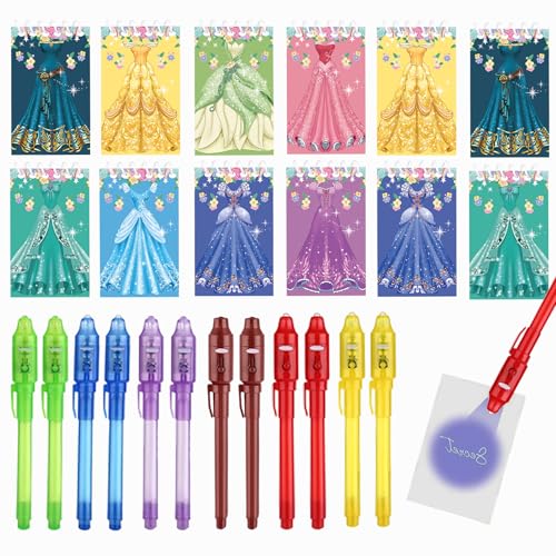 Jiaoohoo Prinzessin Mitgebsel Kindergeburtstag,12 Notizbuch 12 UV Stift ,Kinder Geburtstagsgeschenk,Geburtstag Party Klein Geschenke Give Aways Mädchen von Jiaoohoo