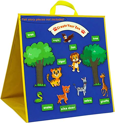 Faltbares Filz-Flanellbrett, leises Buch für Kinder, freistehendes Filzbrett für Kleinkinder, Vorschule, als Kinder, Filzgeschichten, Aktivitäten, Spielsets, Reisespielzeug für Jungen und Mädchen von Jiareet
