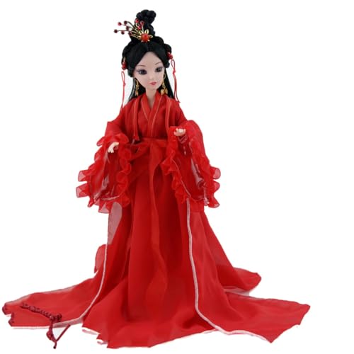 Jiawinng Chinesische Puppe 3D Orientalische Bauchtänzerin Puppe 12 '' Antike Sammlerstück Dekoration Puppe Für Spielhaus Begleiten Urlaub Weihnachten Tag Geburtstagsgeschenk,Rot von Jiawinng