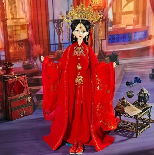 Jiawinng Chinesische Puppe 3D Orientalisches Sammlerstück 24In Alte Prinzessin Szene Dekoration Braut Puppe Für Spiel Haus Raum Dekor Urlaub Weihnachten Tag Geburtstag Geschenk,Rot von Jiawinng