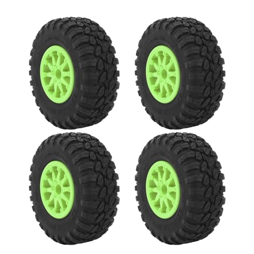 Jiawu 2,2-Zoll-RC-Crawler-Nabenreifen, Hohe Abriebfestigkeit, Einfache Installation, 2,2-Zoll-RC-Car-Nabenräder, Starker Grip, Flexibel, 4 Stück für RC-Car-Zubehör (Green) von Jiawu