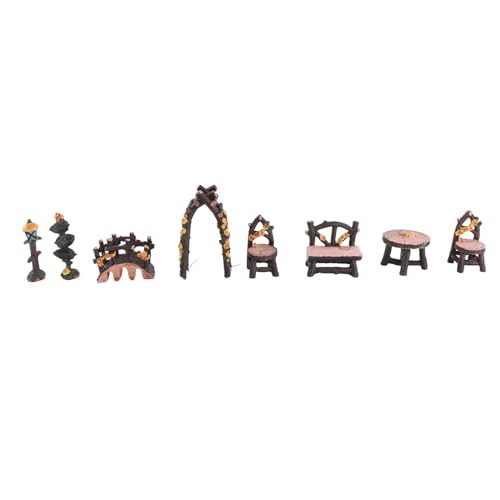 Jiawu Fairy Garden Resin Miniaturtisch und Stühle Set Ornament für die Dekoration zu Hause, Leichte Wetterfeste Mikrolandschaftszubehör für Gartenbegeisterte von Jiawu