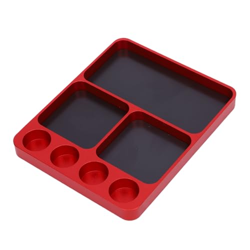 Jiawu Metall -RC -Fixierwerkzeuge Fach Saugfähig Aluminiumlegierschrauben Halterplatte für RC Modellspielzeugreparatur, Ordentlicher Arbeitsraum (Rot) von Jiawu