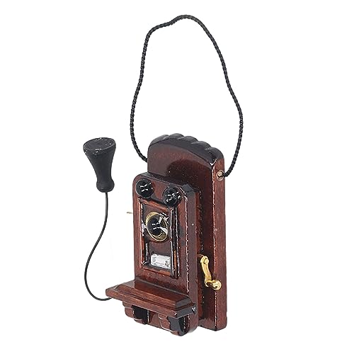 Jiawu Puppenhaus-Wandtelefon, Vintage-Miniatur-Wandtelefon 1:12, Exquisites Kunsthandwerk für Familie für Wohnzimmer von Jiawu